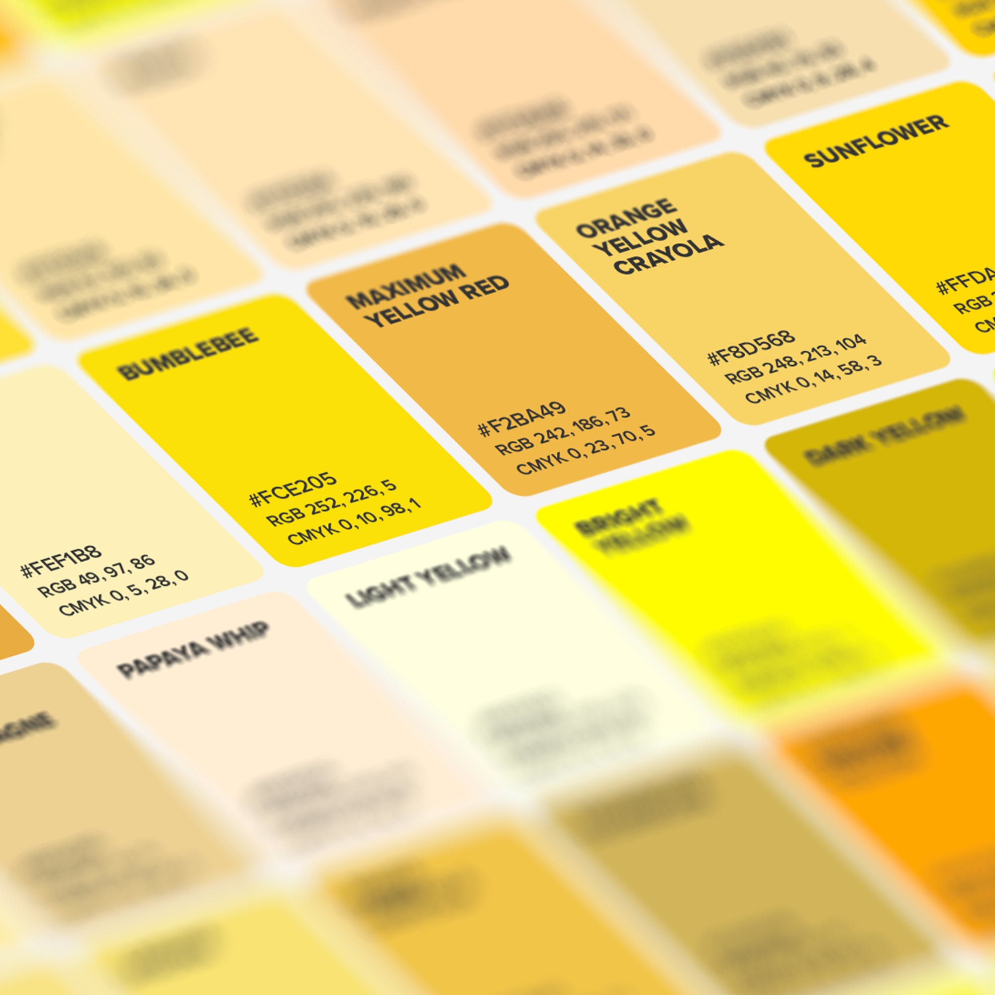 Shades Of Yellow Color Chart