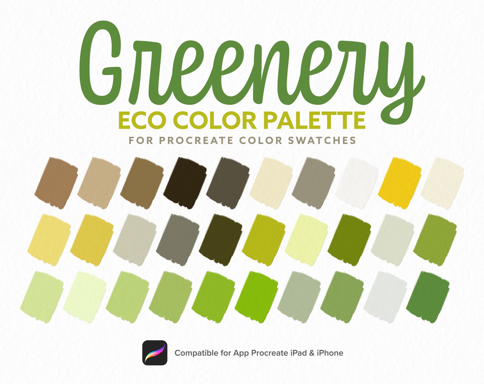 Greenery Color Palette, Nature Green Color, Eco Color, Procreate