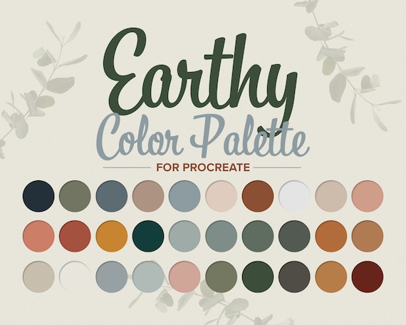 Earthy Color Palette: 30 Retro Swatches for Procreate (Digital Download)