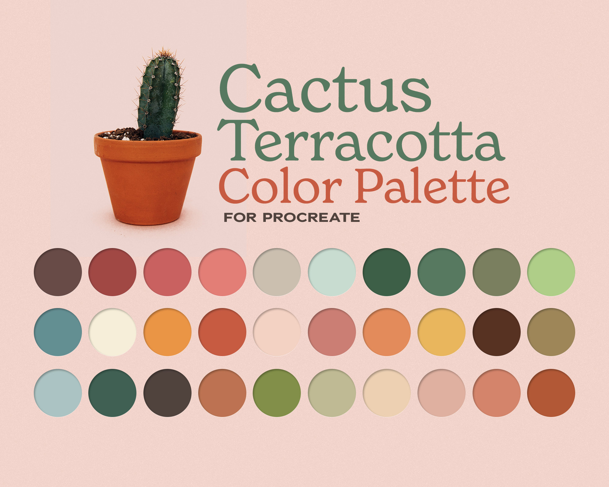 Digital terra cotta palette Natural Colors iPad instant download Pink