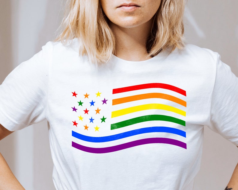 Rainbow Pride Flag SVG: American Stars, LGBTQ Cut File (digital ...