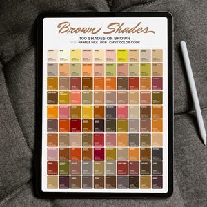 Brown Shades Color Chart Poster: Wall Art Printable (digital Print) - Etsy