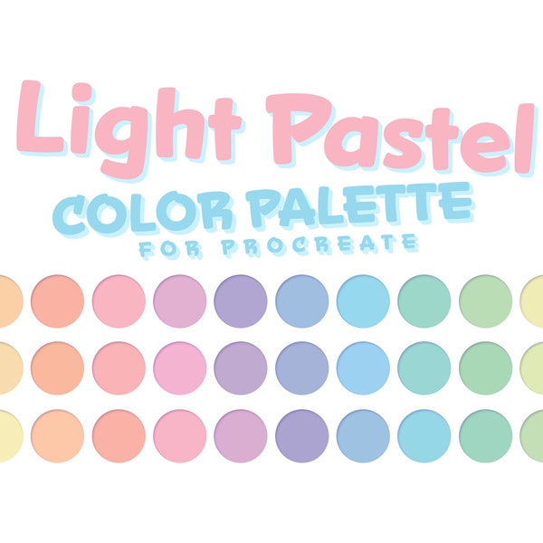 Pastel Color Palette, Light Pastel Color, Sweet Color, Procreate Palette, Procreate Tools, Swatches | Colors for Procreate on iPad 30 Colors