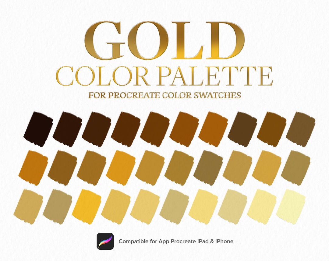 Gold Color Palette: 30 Procreate Swatches for iPad (digital Download ...