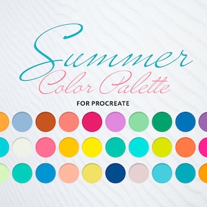 Summer Color Palette, Fresh Color Palette, Procreate Palette, Procreate Tools, Swatches | Colors for Procreate on iPad 30 Colors