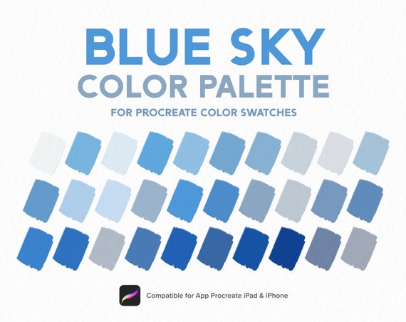 青空のカラーパレット、雲の色、空の色、Procreate パレット 
