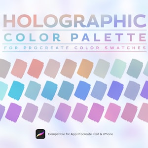 Holographic Color Palette, Soft color, Holo Pastel, Procreate Palette, iridescence colors, Swatches | Colors for Procreate on iPad 30 Colors