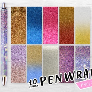 Glitter Pen Wraps: Waterside Inkjoy Pen Designs (PNG JPG Digital Files)