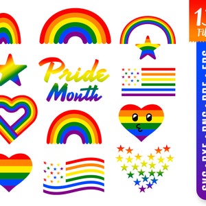 Pacote Pride SVG, Pacote LGBTQ + Svg, Pride Awareness Month Svg, Pride SVG, Proud Rainbow Svg, Png, Dxf, arquivos cortados para Cricut e Silhouette