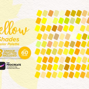 Paleta de Cores Tons de Amarelo: 60 Cores para Procreate (Download Digital)