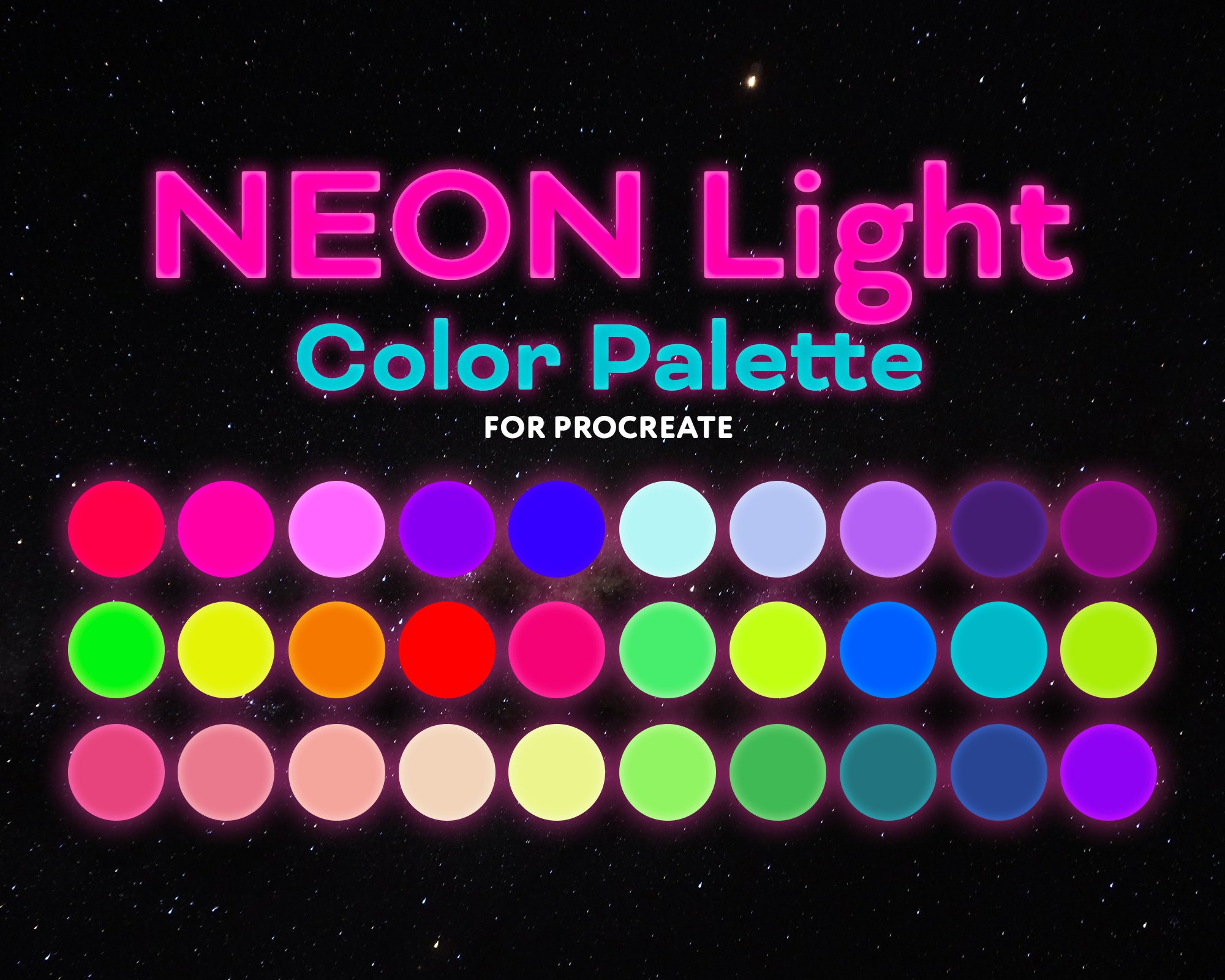 Neon Color Palette, Futuristic Light Color, Procreate Palette, Procreate  Tools, Swatches | Colors for Procreate on iPad 30 Colors