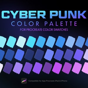 Cyberpunk Neon Color Palette, Futuristic light color, Procreate Palette, Procreate Tools, Swatches | Colors for Procreate on iPad 30 Colors