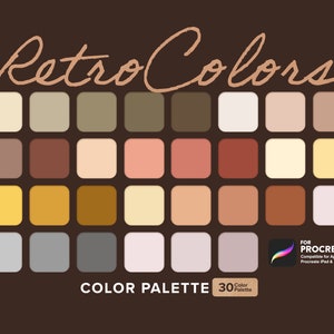 Retro Color Palette: 30 Vintage Swatches for Procreate (Digital Download)