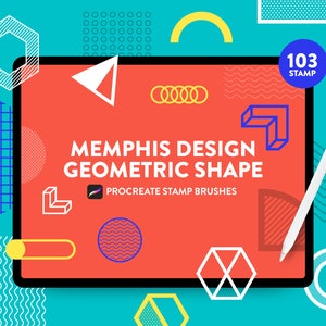 103 Procreate Geometric Stamp Brushes: 80s Memphis Design (Digital Download)