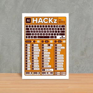 Illustrator Shortcuts Printable A0 - Poster - Many Sizes, Adobe Illustrator Cheat sheet: Tools, Tips,Quick Reference & Keyboard shortcuts.