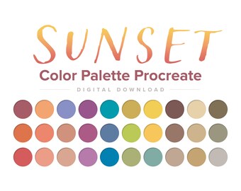 Sunset Color Palette: 30 Procreate Swatches for iPad (Digital Download)
