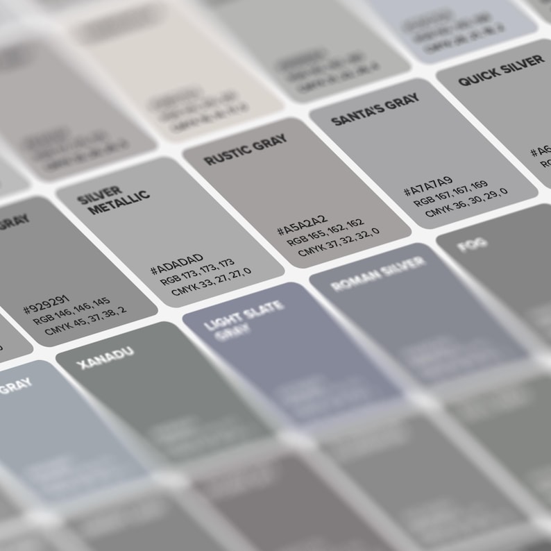 Gray Shades Color Chart Poster: Wall Art Printable (digital Print) - Etsy