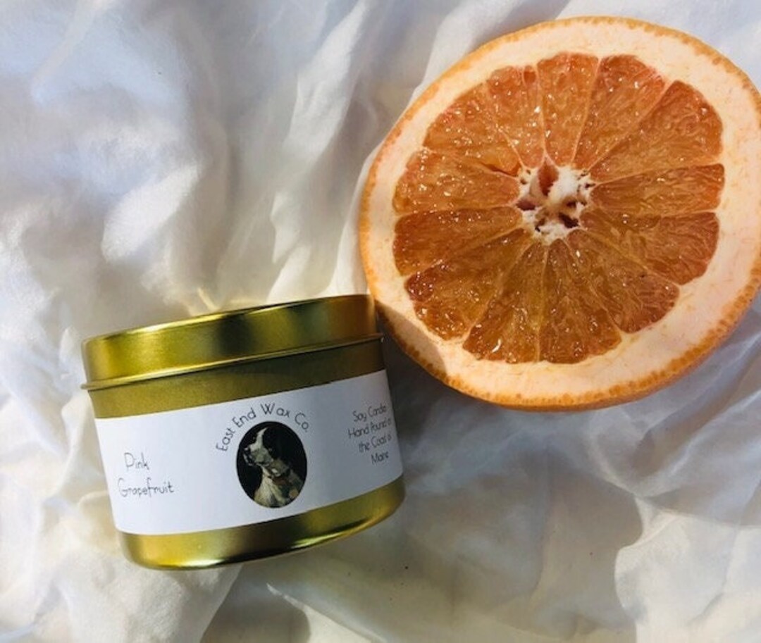 Pink Grapefruit Soy Candle Tin Handmade Home Decor 100 Soy Candle Home