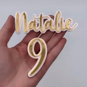 Custom Double Acrylic Cake Charm | Name Cake Charm | Personalized | Cake Plaque | Birthday Cake Decoration | Wedding | Baby Shower | Acrylic