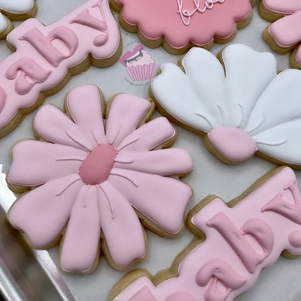 Groovy Daisy Cookie Cutter | Half Daisy Cookie Cutter | Flower Cookie Cutter | Baby Shower Cookie Cutters | Birthday | Sugar Cookies