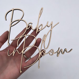 Custom Wood Cake Charms | Baby In Bloom | Personalized | Cake Plaque Name | Birthday Cake Decoration | Wedding | Baby Shower | Name Plate