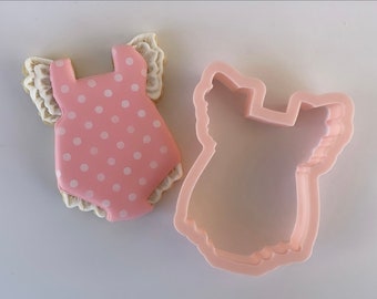 Baby Girl Ruffle Sleeve Onesie Cookie Cutter | Frill Onesie Cookie Cutter | Baby Onesie Cutter | Fondant Cutter | Baby Shower Cookie Cutter