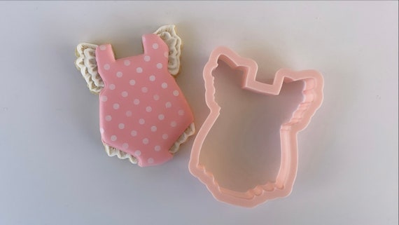Baby Girl Ruffle Sleeve Onesie Cookie Cutter | Frill Onesie Cookie Cutter | Baby Onesie Cutter | Fondant Cutter | Baby Shower Cookie Cutter