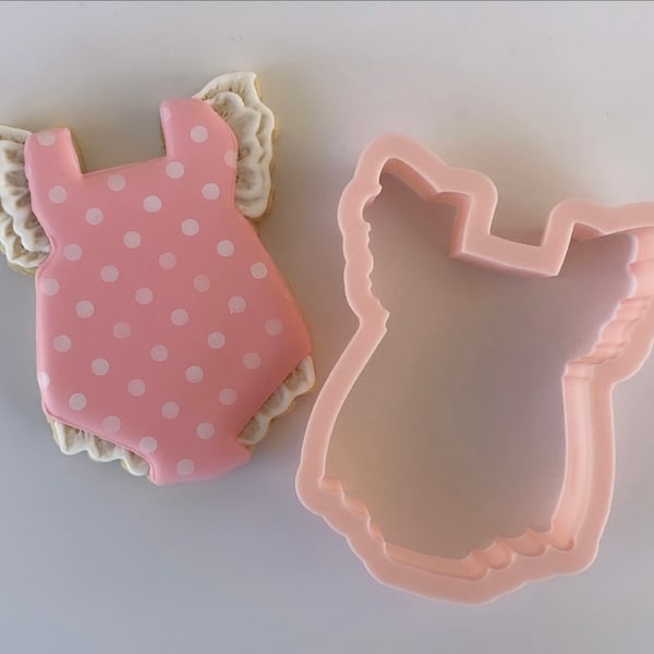 Baby Girl Ruffle Sleeve Onesie Cookie Cutter | Frill Onesie Cookie Cutter | Baby Onesie Cutter | Fondant Cutter | Baby Shower Cookie Cutter