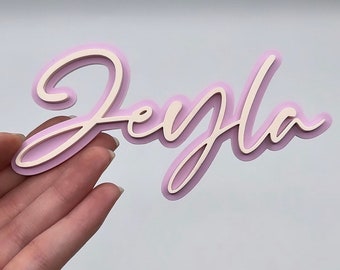 Custom Double Acrylic Cake Charm | Name Cake Charm | Personalized | Cake Plaque | Birthday Cake Decorations | Wedding | Baby Shower