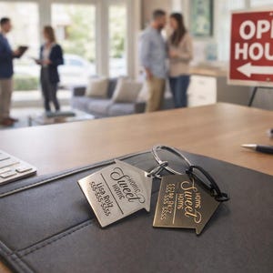 Personalized Metal Realtor House Keychain | Custom Real Estate Closing Gift | Engraved House Keychain | Realtor Client Gift | New Homeowner