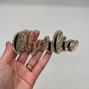 Glitter Cake Charm | Custom Doubled Acrylic Cake Charm | Name Cake Charm | Personalized Cake Plaque | Birthday Cake Decoration | Wedding