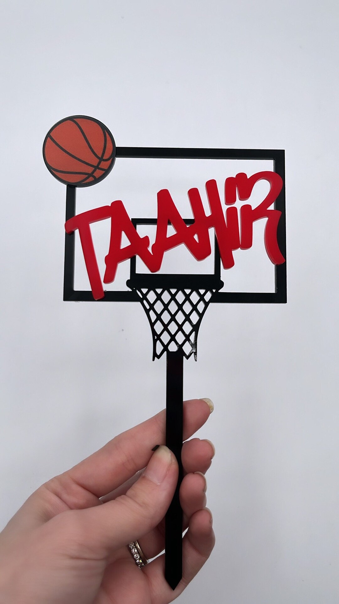 Custom Acrylic Basketball Theme Cake Topper Basketball Hoop Cake Topper