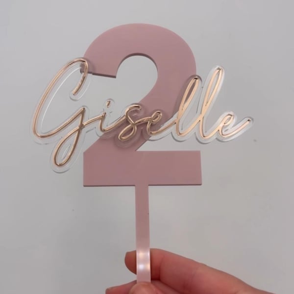 Name and Age Cake Topper | Acrylic Cake Topper | Name Cake Topper | Personalized | Birthday Cake Decoration |