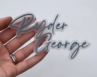 Custom Double Acrylic Cake Charm | Name Cake Charm | Personalized | Cake Plaque | Birthday Cake Decoration | Wedding | Baby Shower | Acrylic