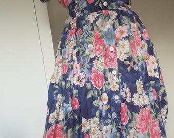 Robe Longue René DERHY Vintage Fleurs Anciennes