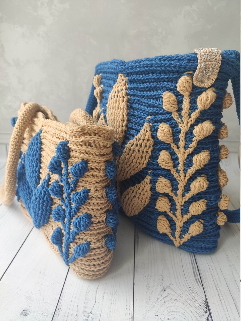 Crochet bag with leaves Embossed Crochet Leaf Purse knitted Etsy