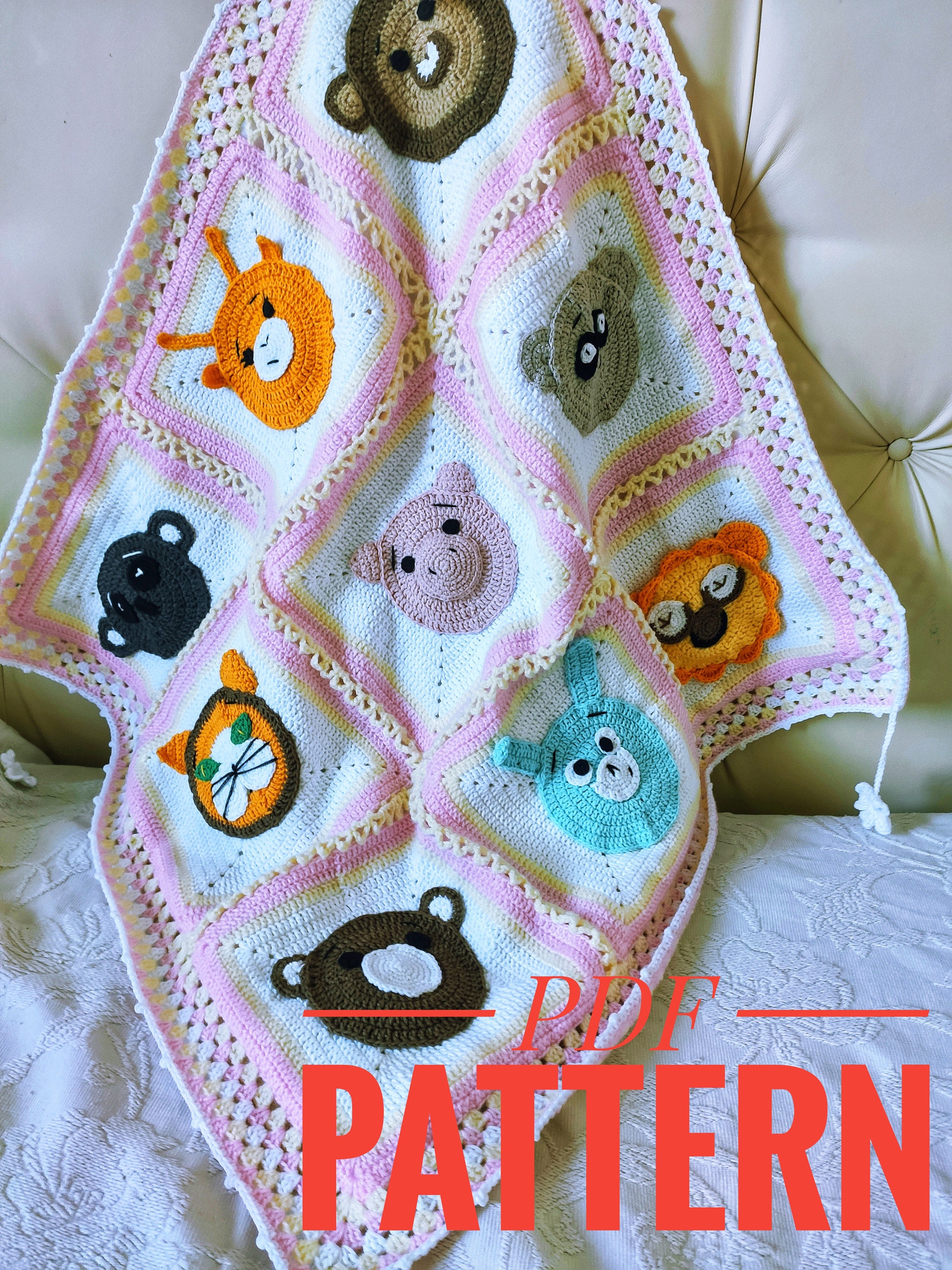 Animals Woodland Crochet baby blanket PATTERN c2c Crochet Etsy