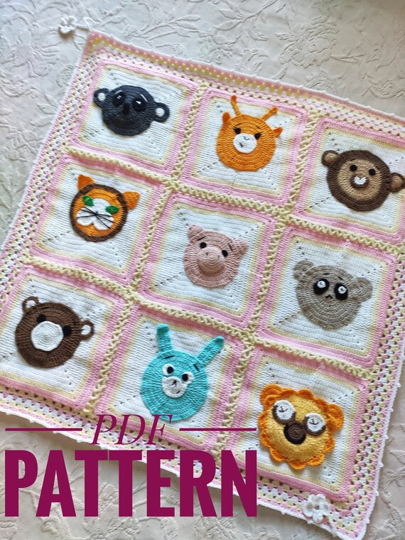 Animals Woodland Crochet baby blanket PATTERN c2c Crochet Etsy