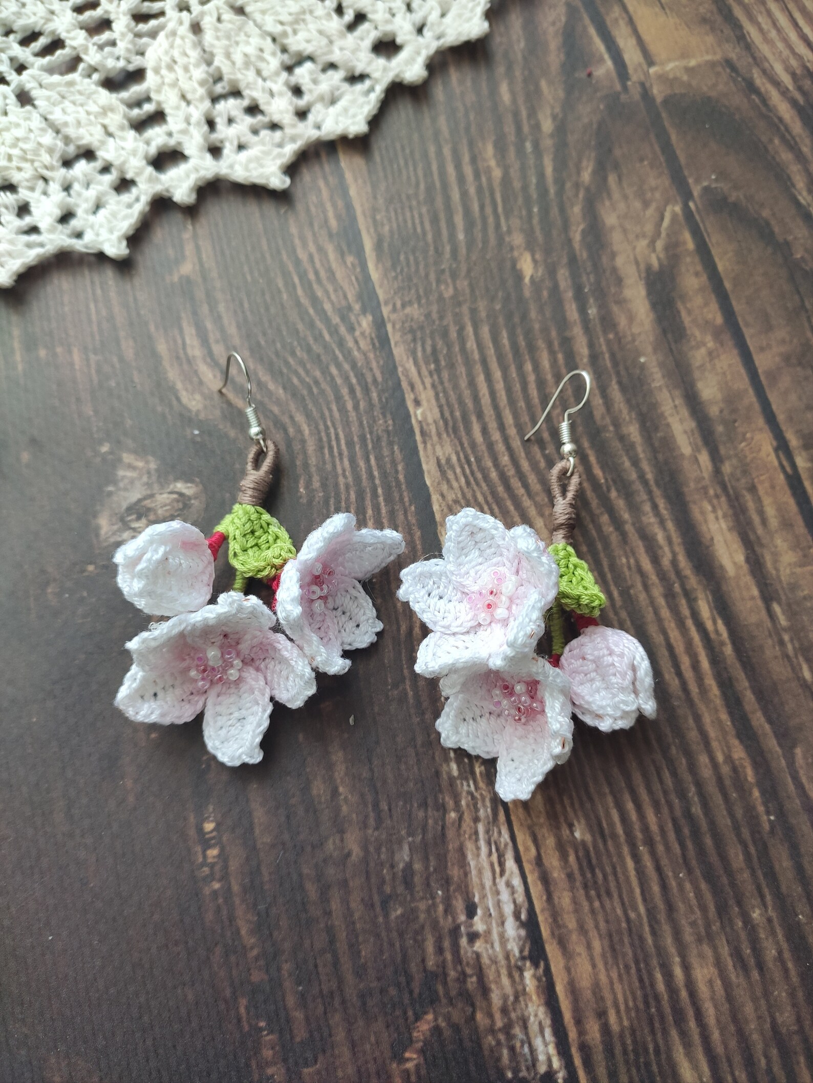 Sakura Earrings cherry blossom earrings pink flower handmade Etsy