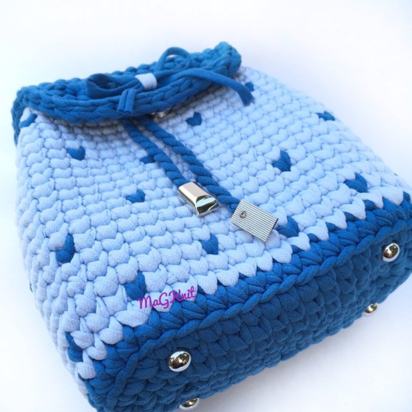 Toddler girls backpack Crochet small backpack for kids Blue Etsy