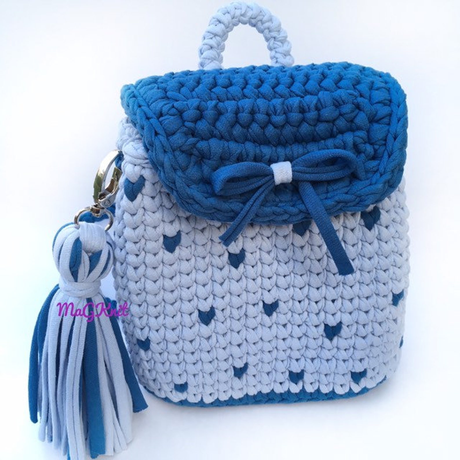 Toddler girls backpack Crochet small backpack for kids Blue Etsy