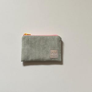 Mini-Geldbörse Color Blocking Edition | Cord salbei mit pink/gelb