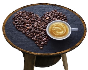 Unique Coffee Table | Coffee Bean Art Home Decore | Small Wood Table Unique Gifts for Her