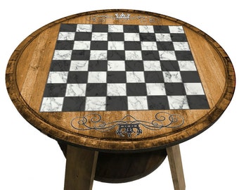 Chess Board Game Table | Rustic Living Room Decor Small End Table | Rustic Chess Board Unique Coffee Table