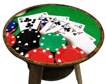 Decorative Poker Side Table | Club Straight Flush | Poker Player Gifts | Man Cave Decor