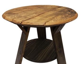 Bourbon Barrel Head Table Farm House Table - Rustic Side Table Upcycled Furniture