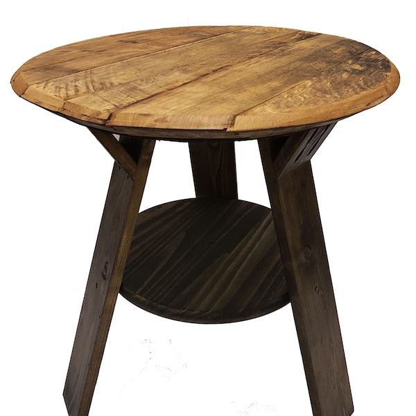 Whiskey Barrel Table Top - Natural Wood Side Table