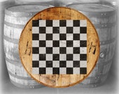 Reclaimed Wood Whiskey Barrel Head Checker Board Rustic Chess Board for Man Cave or Game Room