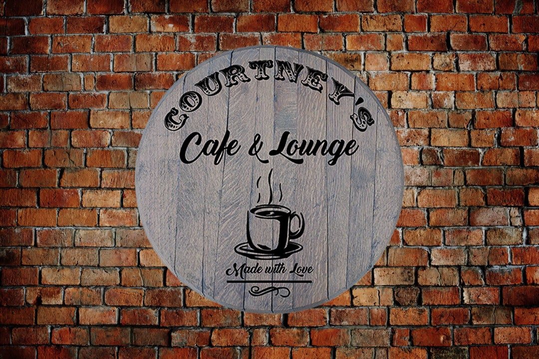 Personalized Coffee Cafe Lounge Sign Custom Barrel Head - Etsy