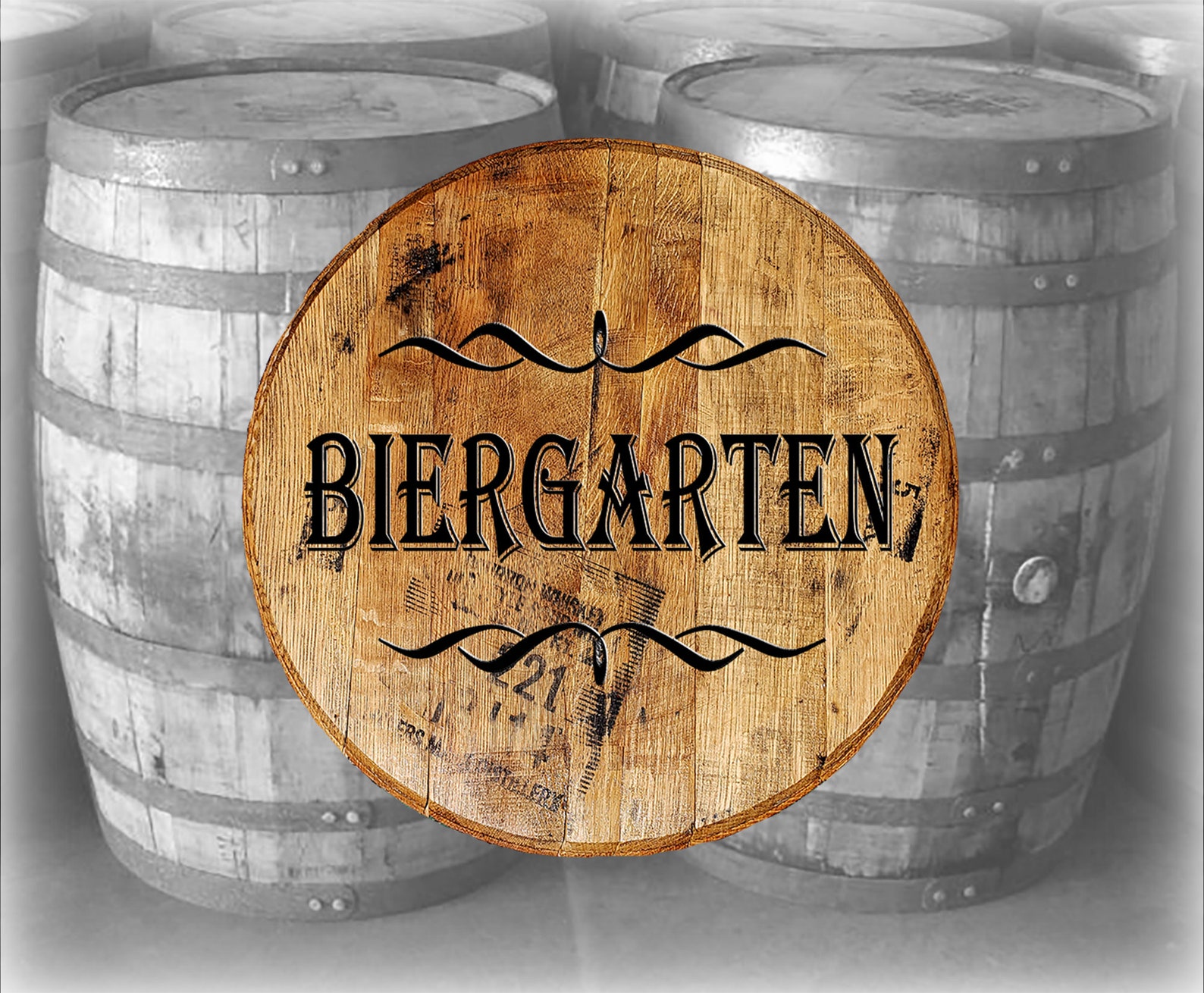 Reclaimed Wood Whiskey Barrel Head Biergarten German